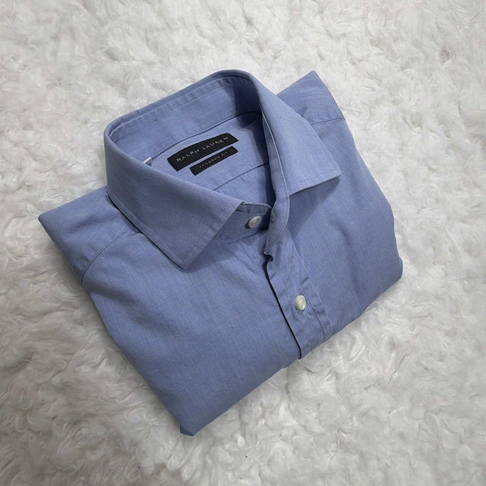 Ralph Lauren BLACK LABEL Shirt Mens 15.5 Blue Designer French Cuff Made In Italy